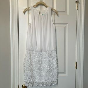 Karlie medium NWT white mini dress with lace skirt bottom